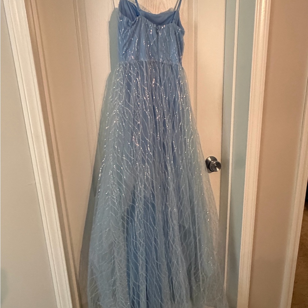 Windsor Light Blue Gown with Sparkling Overlay - Picture 2 of 2